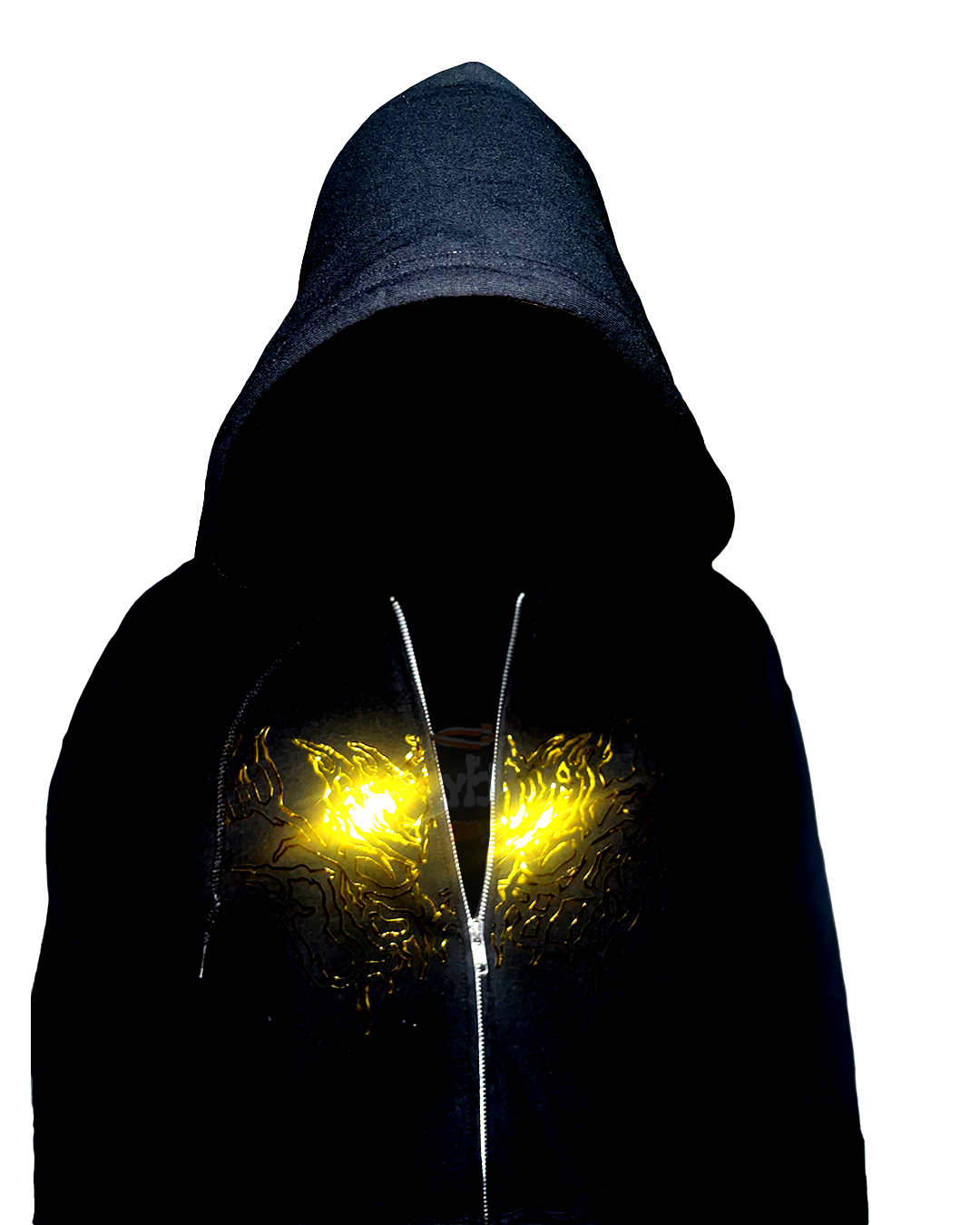 Gold Foil Zipper Hoodie - Jet Black