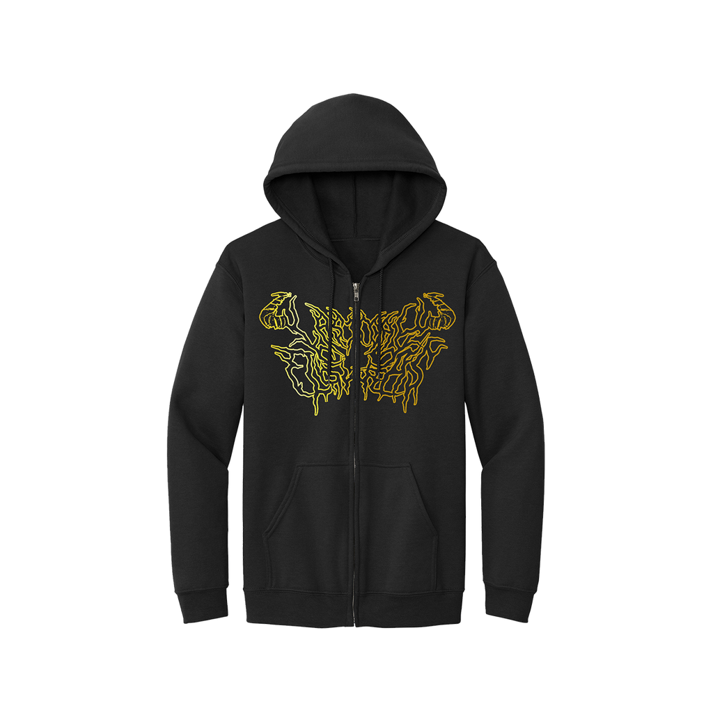 Gold Foil Zipper Hoodie - Jet Black