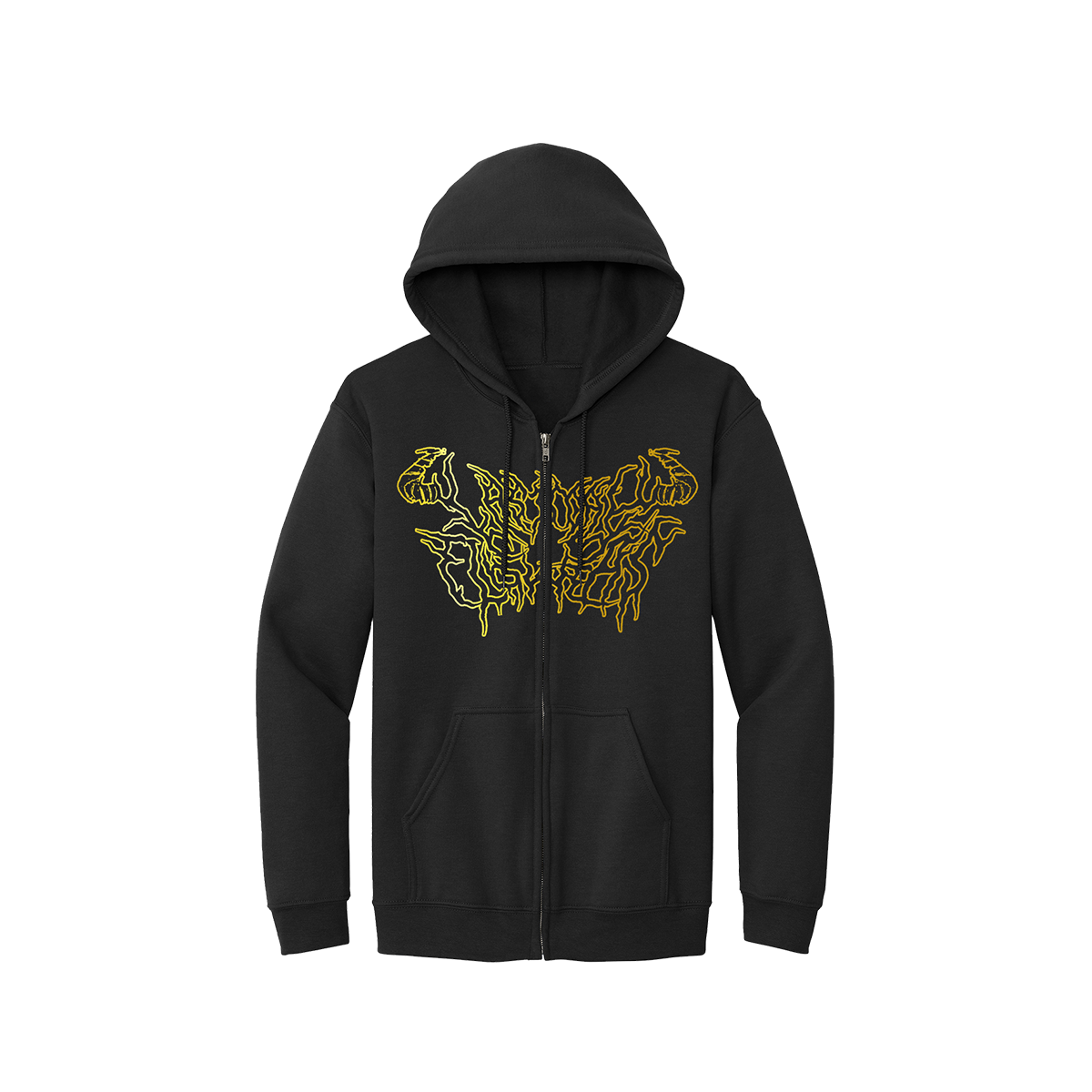 Gold Foil Zipper Hoodie - Jet Black