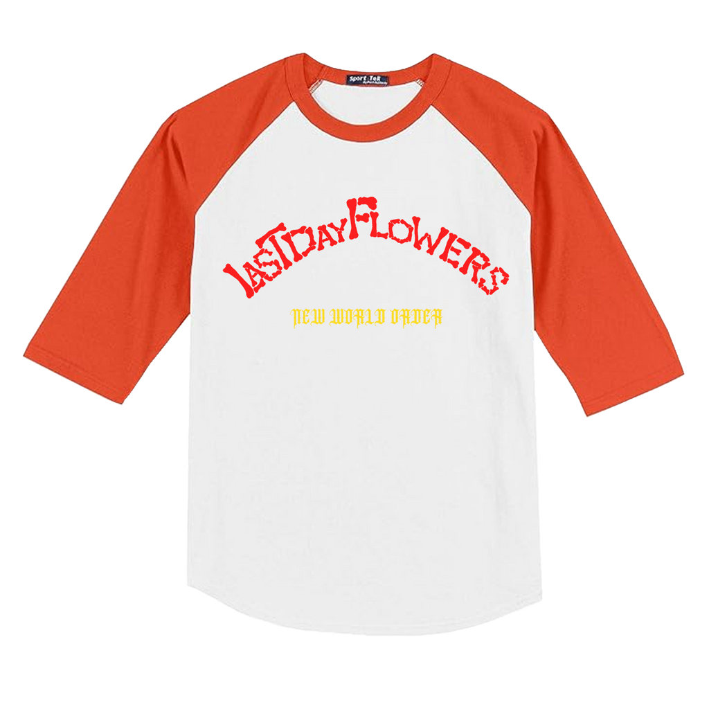 Bone Letter Baseball 3/4 Sleeve Tee - Orange
