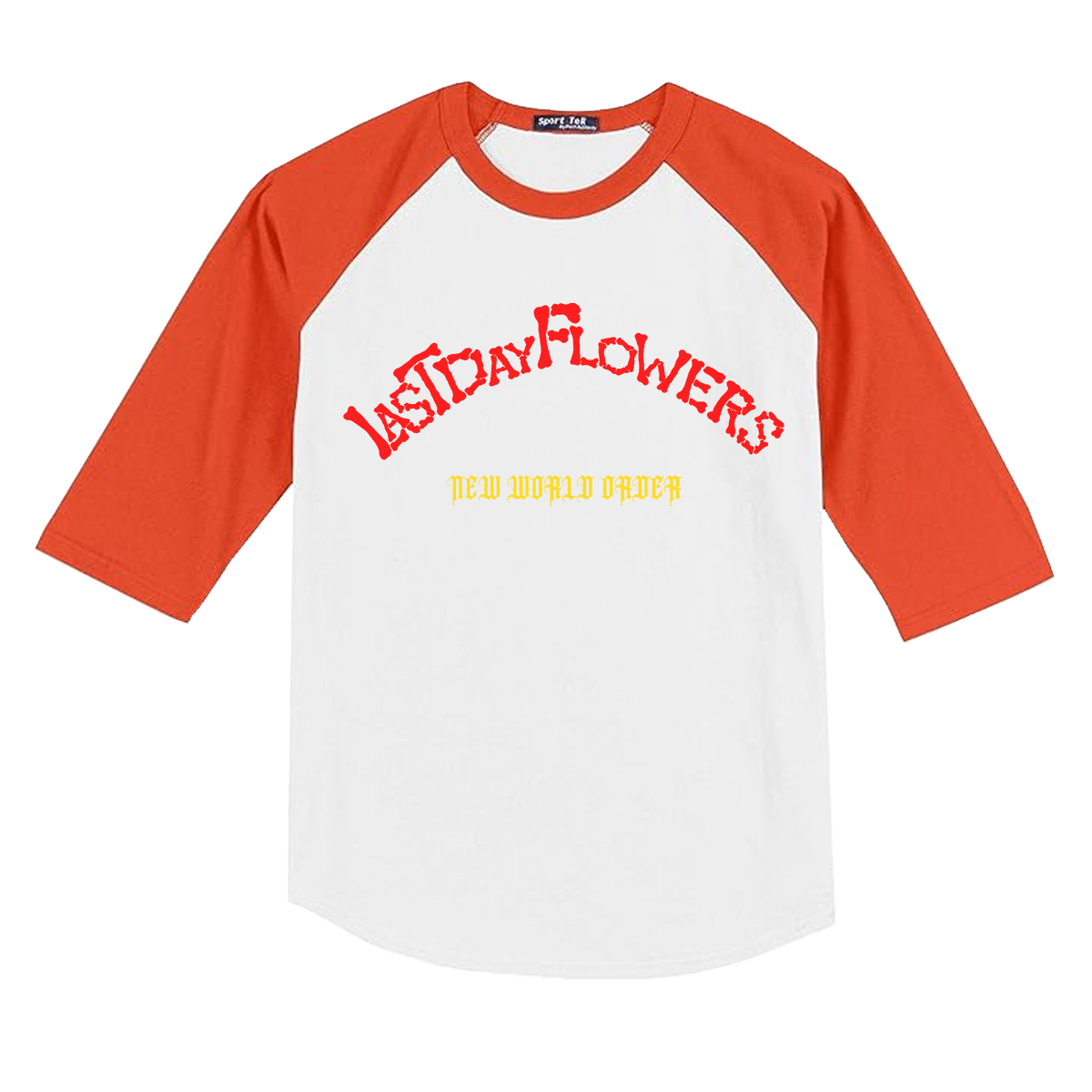 Bone Letter Baseball 3/4 Sleeve Tee - Orange