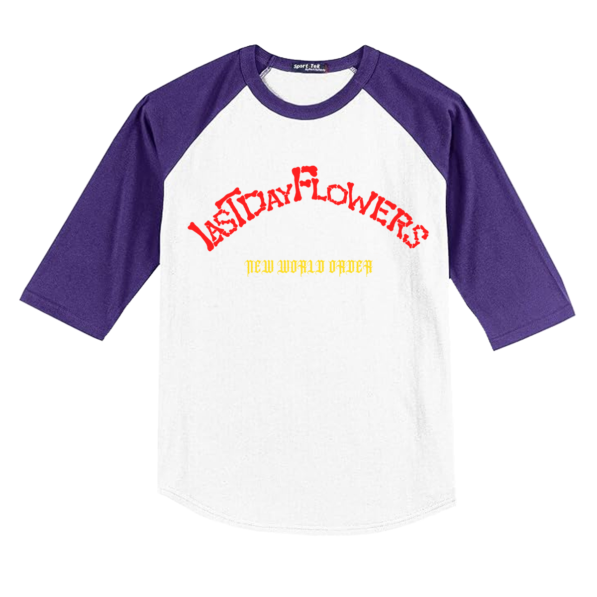 Bone Letter Baseball 3/4 Sleeve Tee - Purple