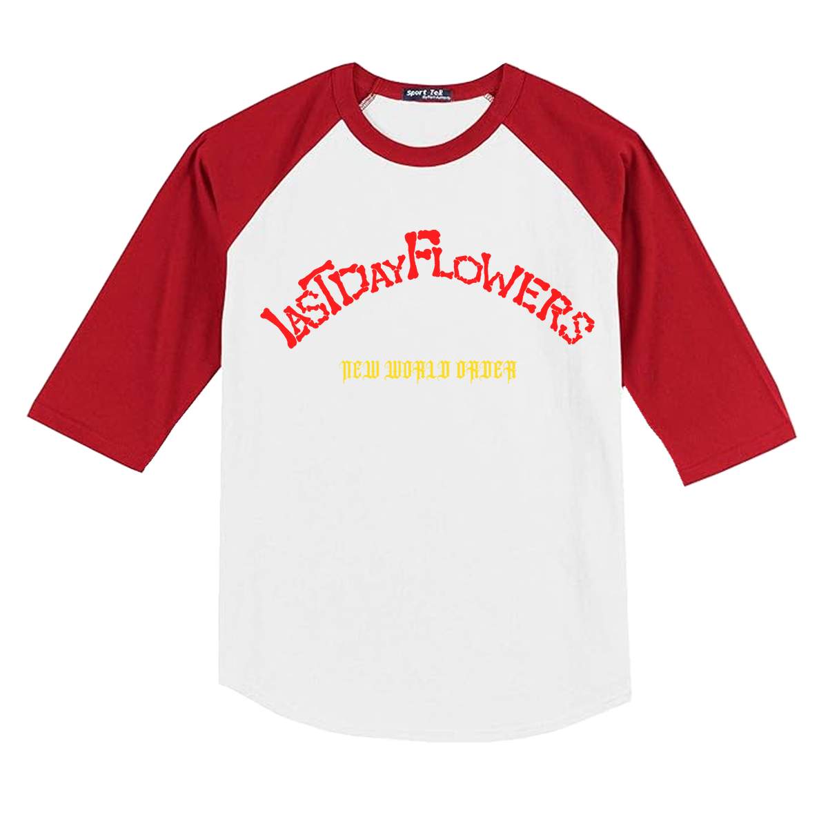 Bone Letter Baseball 3/4 Sleeve Tee - Red