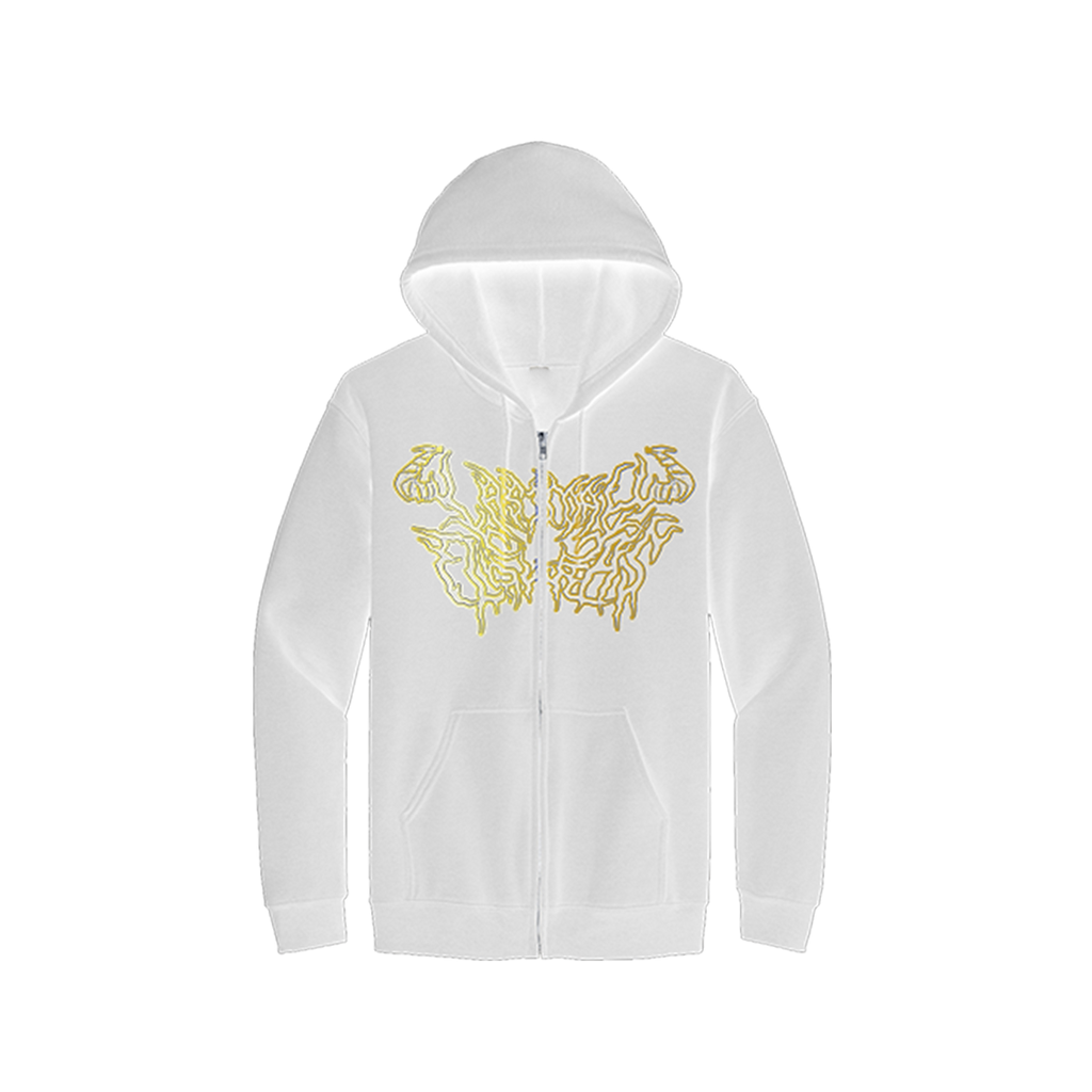 Gold Foil Zipper Hoodie - Snow White