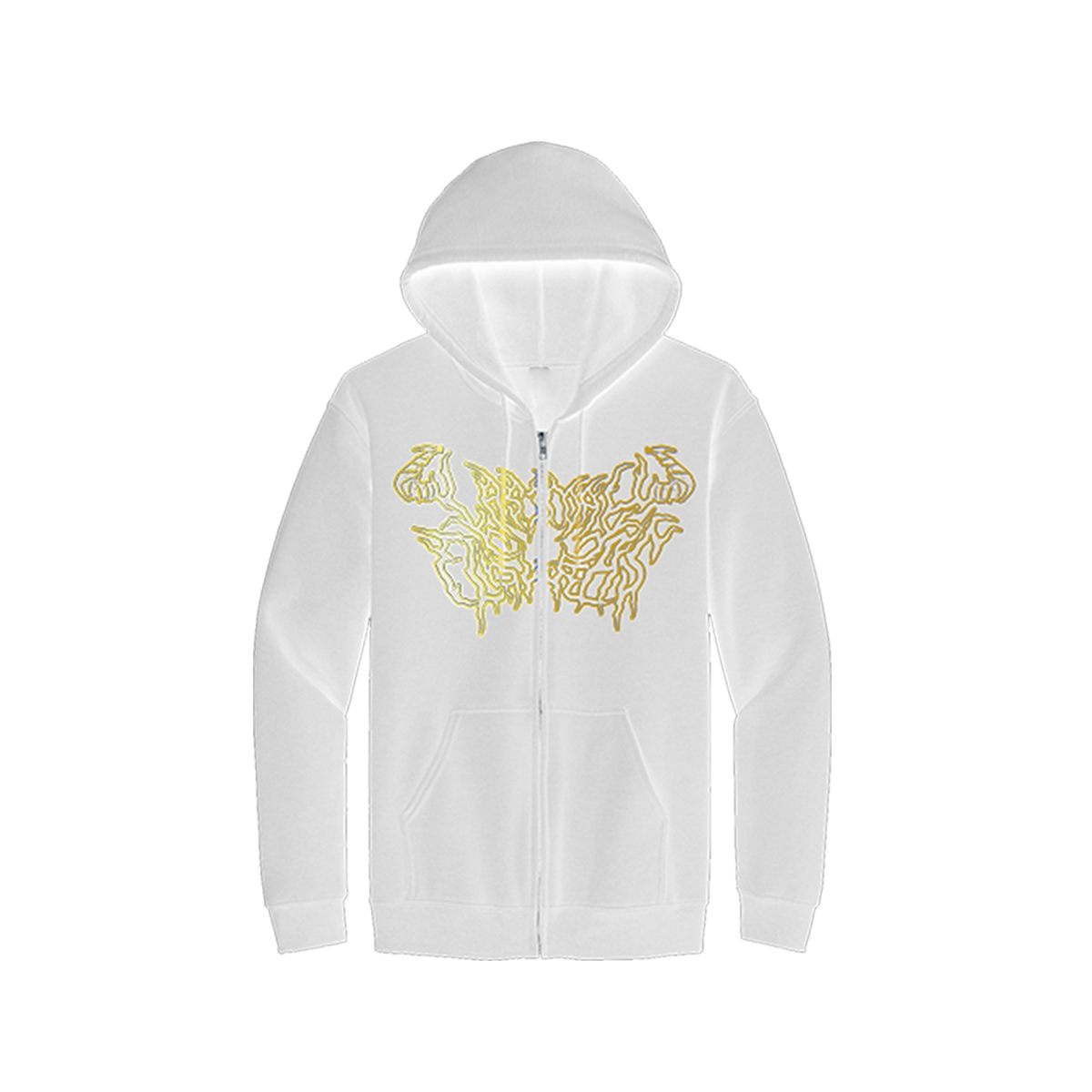 Gold Foil Zipper Hoodie - Snow White