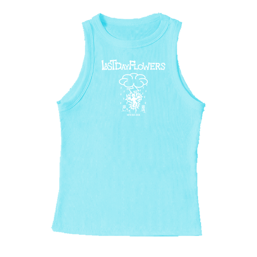 'Storm' Female Cut Ribbed Tank - Nemophila Blue